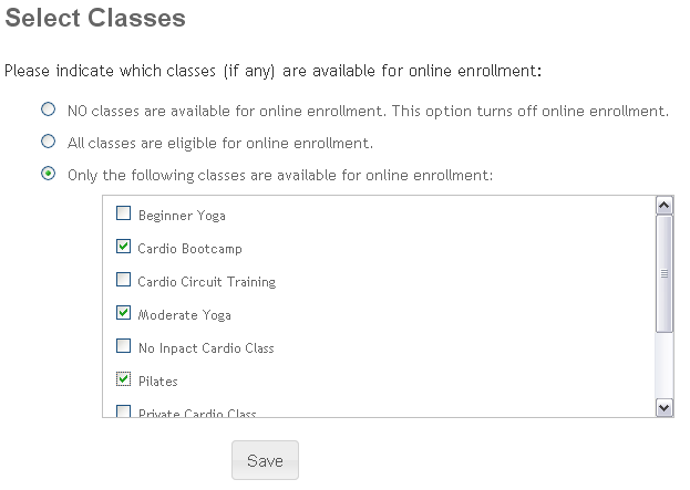 Select Classes
