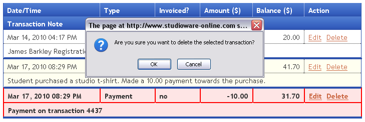 Delete Transaction